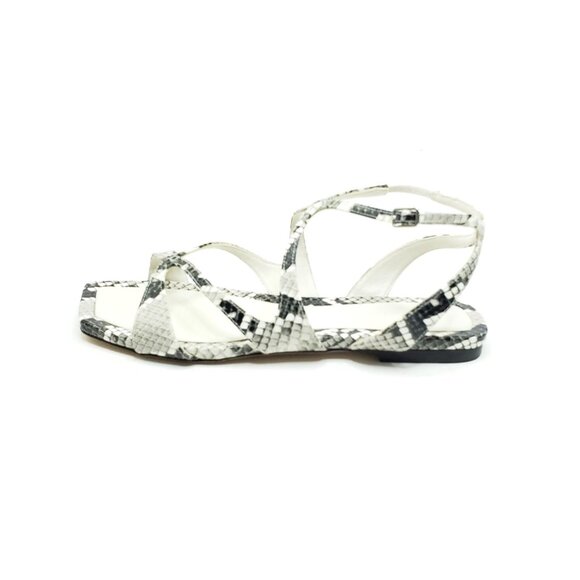 Jimmy Choo Ayla Flat Sandals Snakeskin Print Open Toe Strappy EUR 37/US 7 - Picture 1 of 13